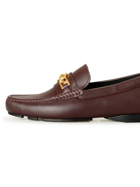 Versace Men\'s Burgundy 100% Leather Gold Medusa Driver Loafers Shoes US 8 IT 41 main image 4